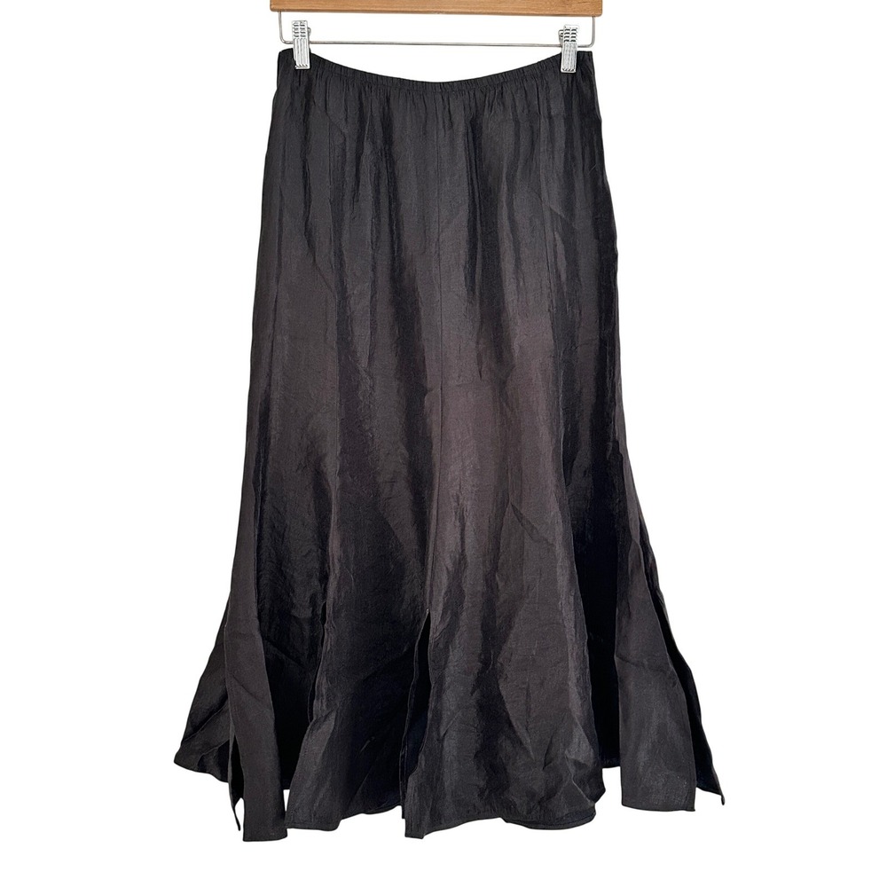VTG Expo New‎ York Black Flare Split Hem Midi Skirt Womens L* Whimsigoth Witchy